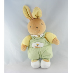 Doudou lapin jaune vert oiseau brodé TAKINOU