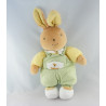 Doudou lapin jaune vert oiseau brodé TAKINOU