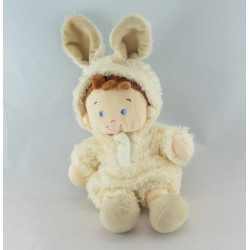Doudou semi plat garçon déguisé en lapin bleu NICOTOY
