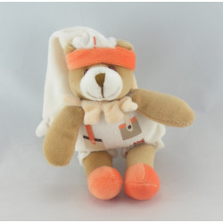 Doudou et compagnie attache tétine ours blanc orange