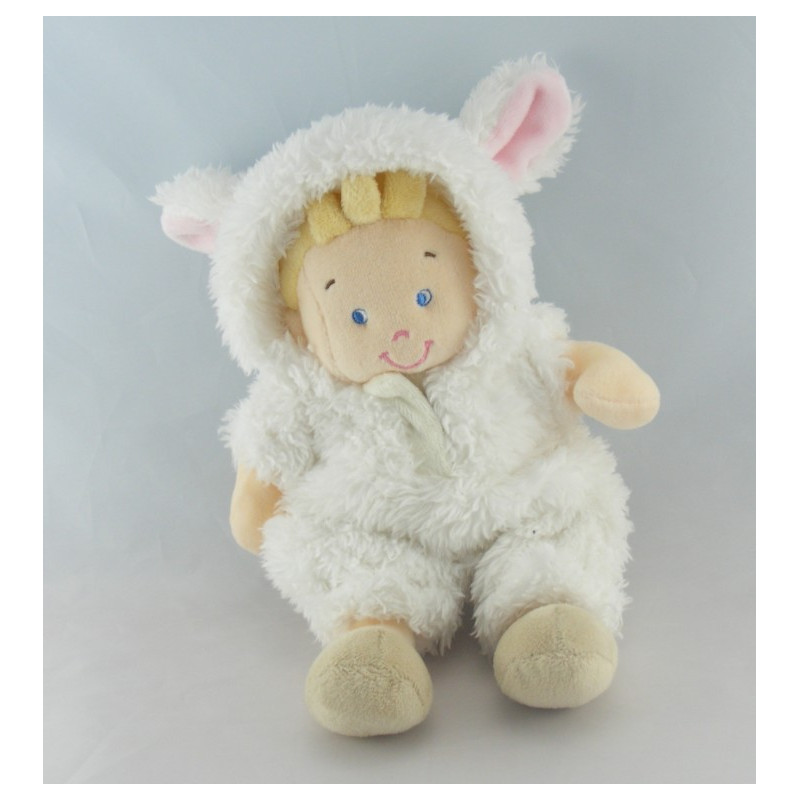 Doudou garçon déguisé en lapin blanc NICOTOY