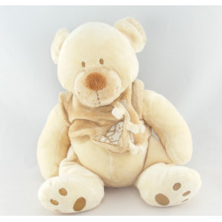 Doudou ours écru beige avec écharpe NICOTOY