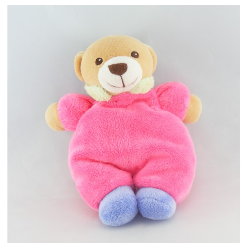 Doudou ours rose abeille brodée NOUNOURS