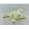 Doudou chien couché vert cocard blanc OBAIBI