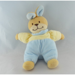 Doudou plat lapin jaune bleu BENGY