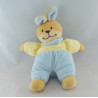 Doudou plat lapin jaune bleu BENGY