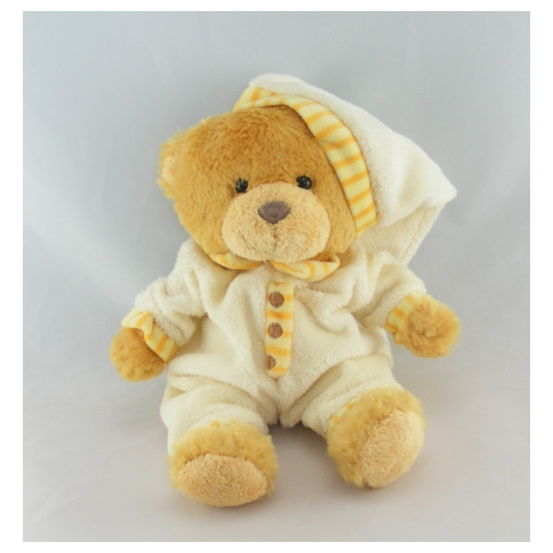 Doudou ours pyjama rose col blanc NICOTOY