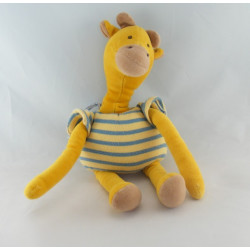 Doudou Zaza la girafe jaune salopette bleu palmier NOUNOURS