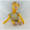 Doudou Zaza la girafe jaune salopette bleu palmier NOUNOURS