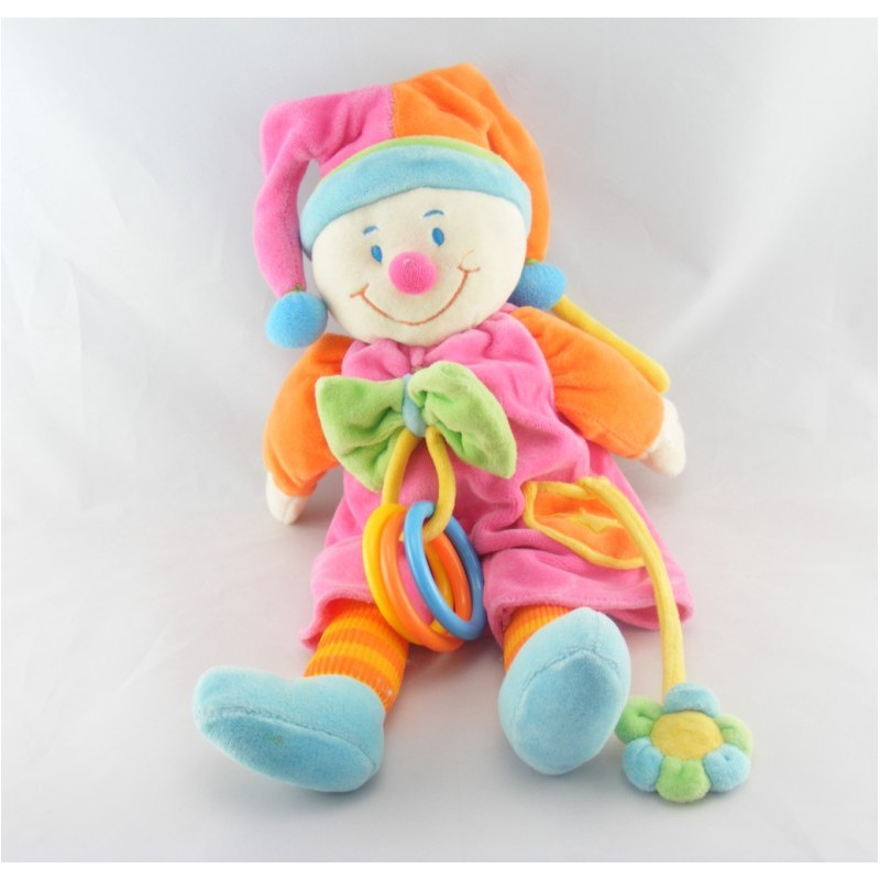 Doudou Musical Clown rose hochet fleur JOLLYBABY