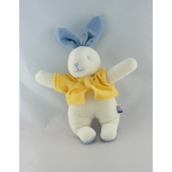 Doudou chien bleu blanc cocard pull jaune SUCRE D'ORGE