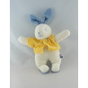 Doudou chien bleu blanc cocard pull jaune SUCRE D'ORGE