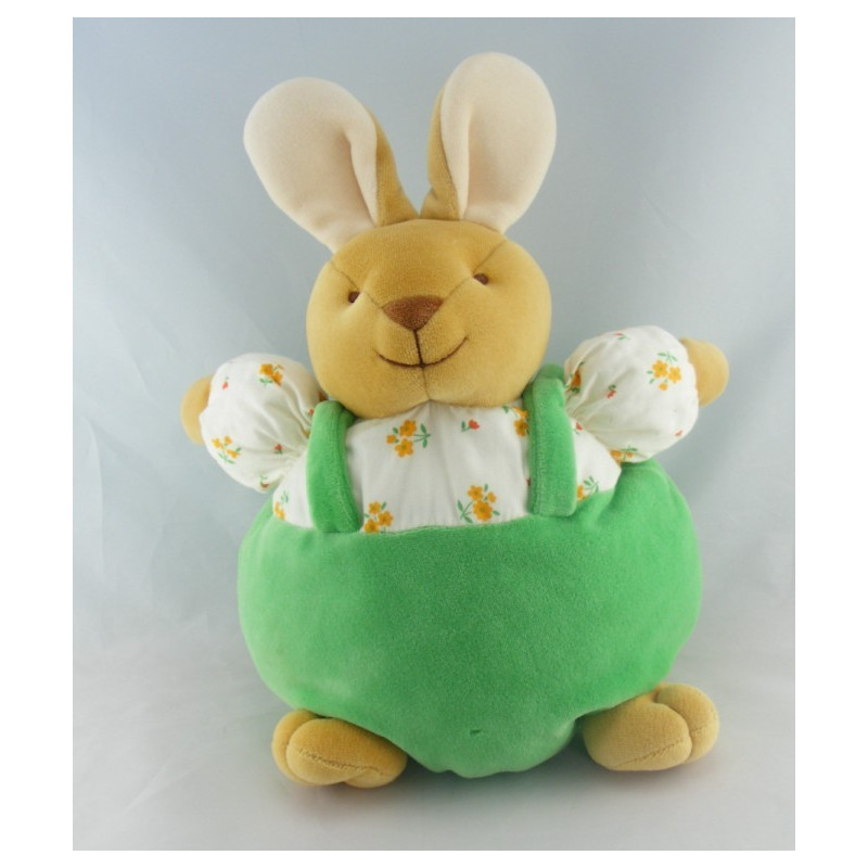 Doudou hochet lapin vert carottes COMPTINE