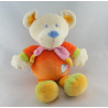 Doudou musical ours orange coeur bleu NICOTOY