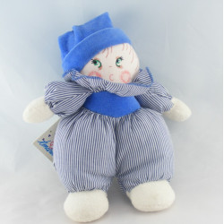 Doudou Poupée lutin bleu carreaux NOUNOURS