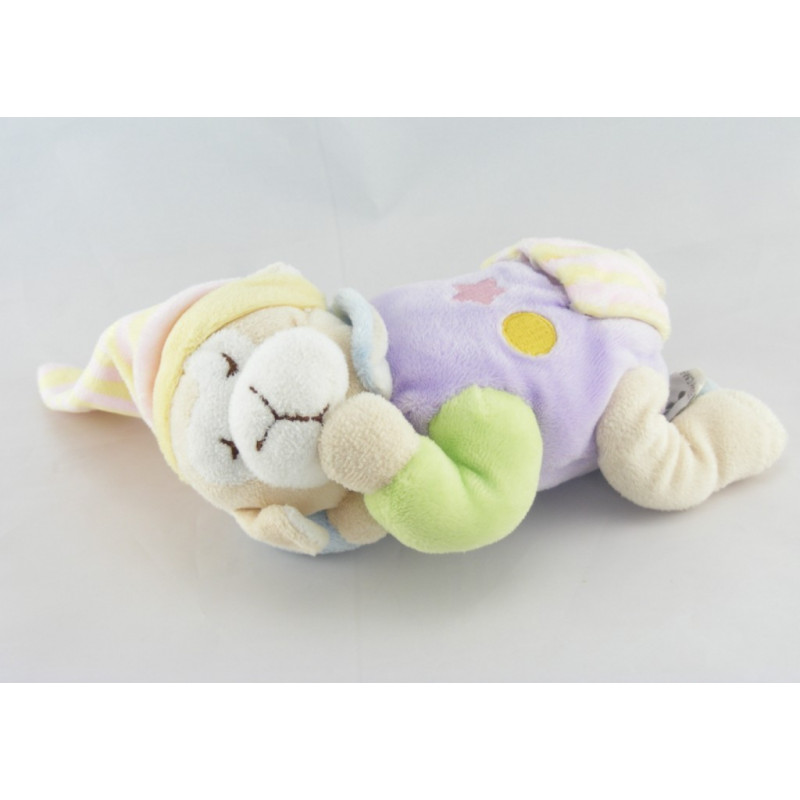 Doudou mouton agneau vert bleu mauve CMP