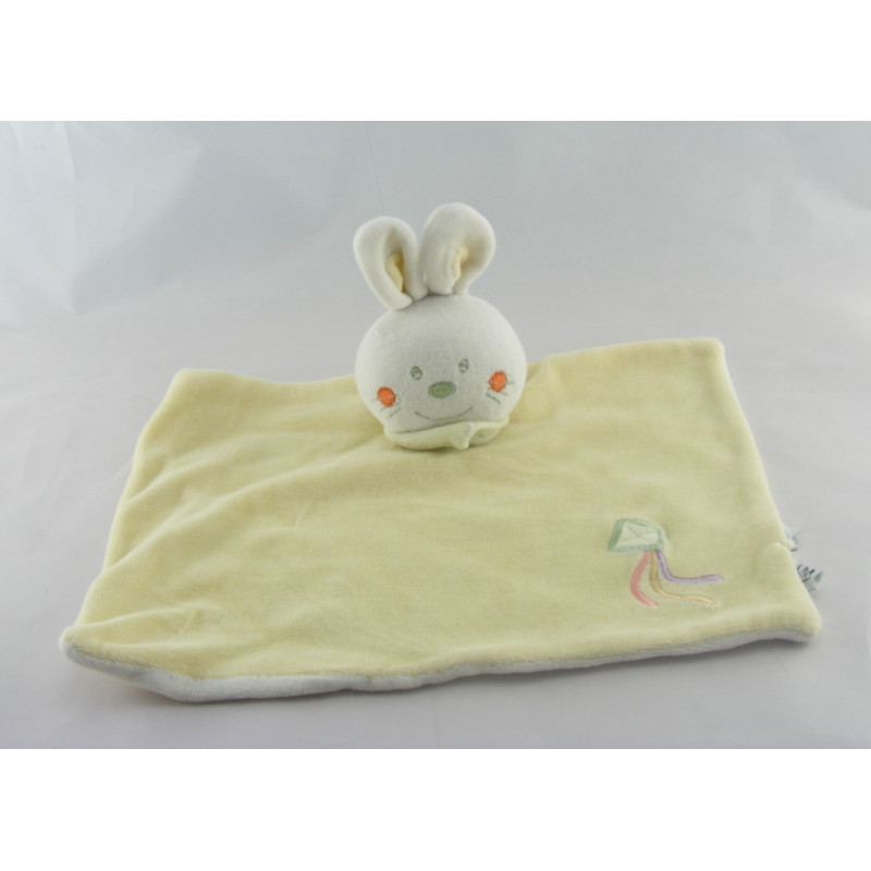 Doudou plat Lapin jaune cerf volant INFLUX