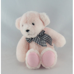 Doudou ours rose abeille brodée NOUNOURS 18 cm