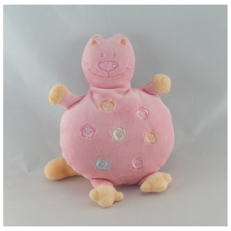 Doudou semi plat chat bordeaux rose AUCHAN