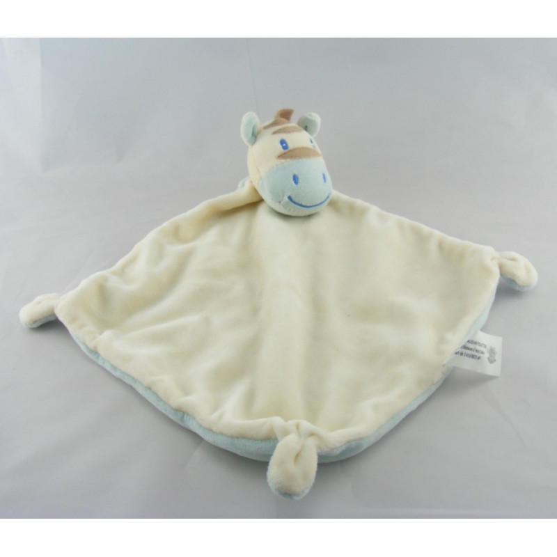 Doudou plat éponge souris bleu AUCHAN