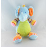 Doudou culbuto éléphant bleu vert noeuds NICOTOY