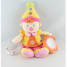 Doudou clown rose jaune avec hochet et miroir VETIR