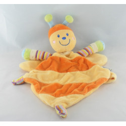 Doudou plat abeille orange jaune MOTS D'ENFANTS