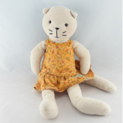 Doudou chat robe orange La Grande Famille MOULIN ROTY
