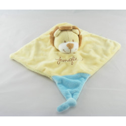Doudou plat lion jaune bleu attache tétine jungle TEX 