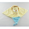 Doudou plat lion jaune bleu attache tétine jungle TEX 