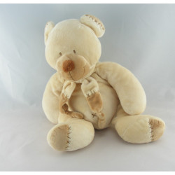 Doudou ours écru beige avec écharpe NICOTOY