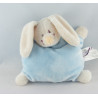 Doudou plat hochet lapin blanc bleu KIMBALOO