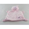 Doudou plat lapin beige blanc rose BABY CLUB NEUF