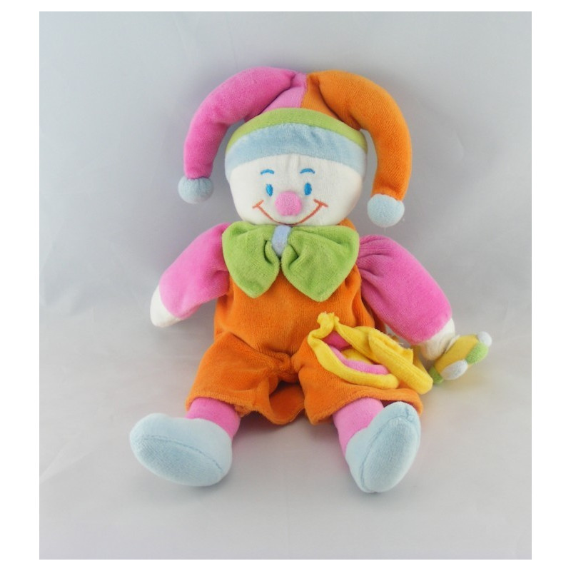 Doudou Clown rose hochet fleur JOLLYBABY