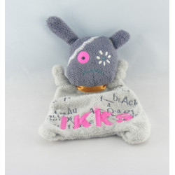 Doudou plat chat monstre gris beige rouge IKKS