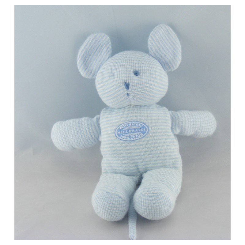Doudou souris rayé bleu Milleraies PETIT BATEAU