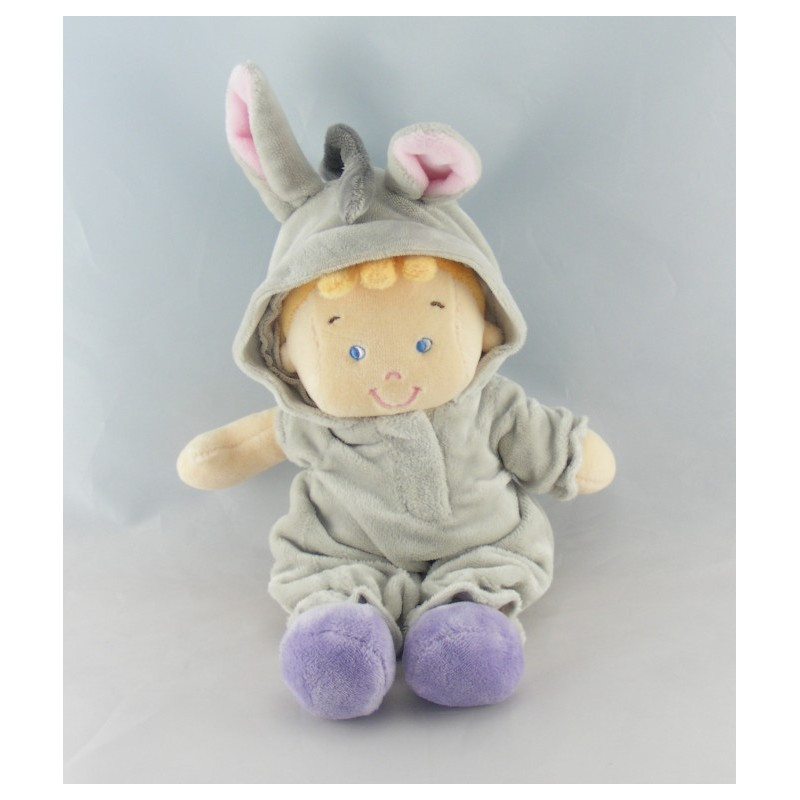 Doudou garçon déguisé en lapin blanc NICOTOY