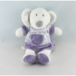 Doudou souris grise robe rose et verte GRAIN DE BLE