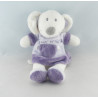 Doudou souris grise robe rose et verte GRAIN DE BLE
