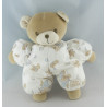 Doudou ours beige blanc imprimé ourson coeur TARTINE ET CHOCOLAT