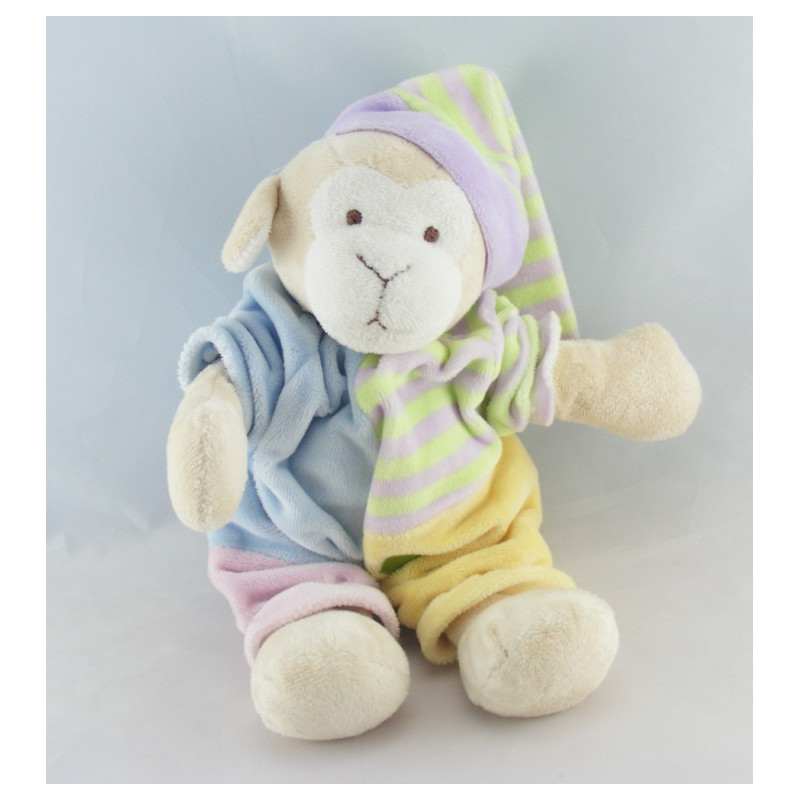 Doudou mouton agneau vert bleu mauve CMP