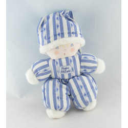 Doudou poupée lutin garçon rayé bleu TARTINE ET CHOCOLAT