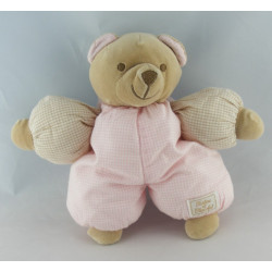 Doudou Ours salopette rose vichy TARTINE ET CHOCOLAT 
