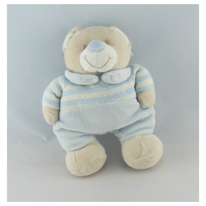 Doudou chien beige collier bleu JOLLYBABY