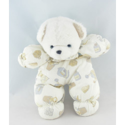 Doudou ours beige blanc imprimé salle de bain TARTINE ET CHOCOLAT