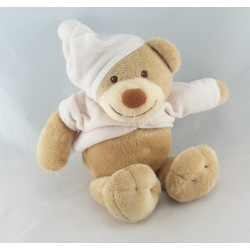 Doudou musical ours beige rose bonnet NATTOU