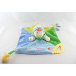 Doudou plat carré lutin garçon bleu étoile MOTS D'ENFANT