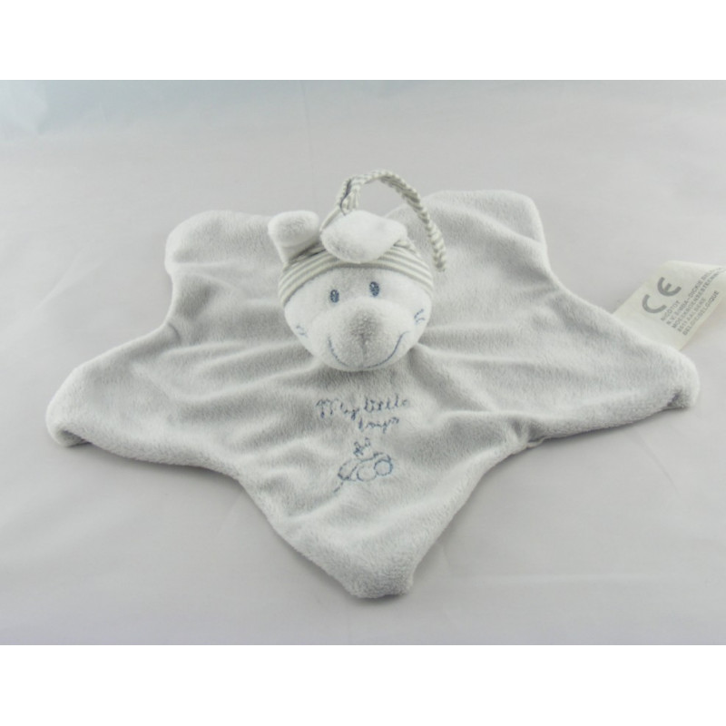 Doudou plat ours bleu vert Nicotoy 