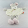 Doudou plat souris gris blanc fleur rose NICOTOY
