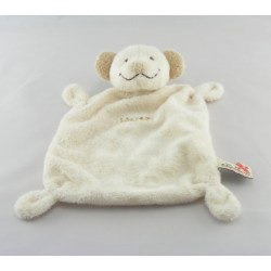 Doudou plat ours souris Beige col blanc NICOTOY